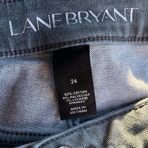 Lane Bryant Jeans Womens Plus Size 24 Gray Distressed Tulip Hem Mid Rise - Picture 5 of 11
